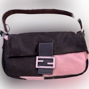 Fendi Vintage Baguette. Authentic. Pink and Chocolate. Pony Hair.